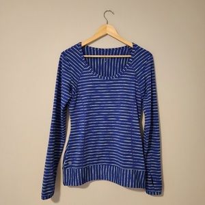 Athleta Striped Blue Long Sleeve Running Top Size Medium